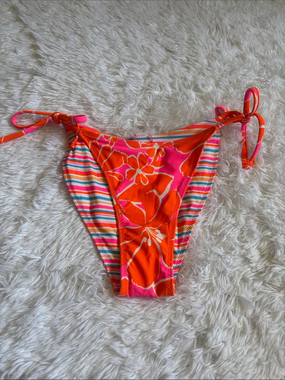 NWOT Wild Fable Floral Striped Reversible Swim Bottoms Only Size XS